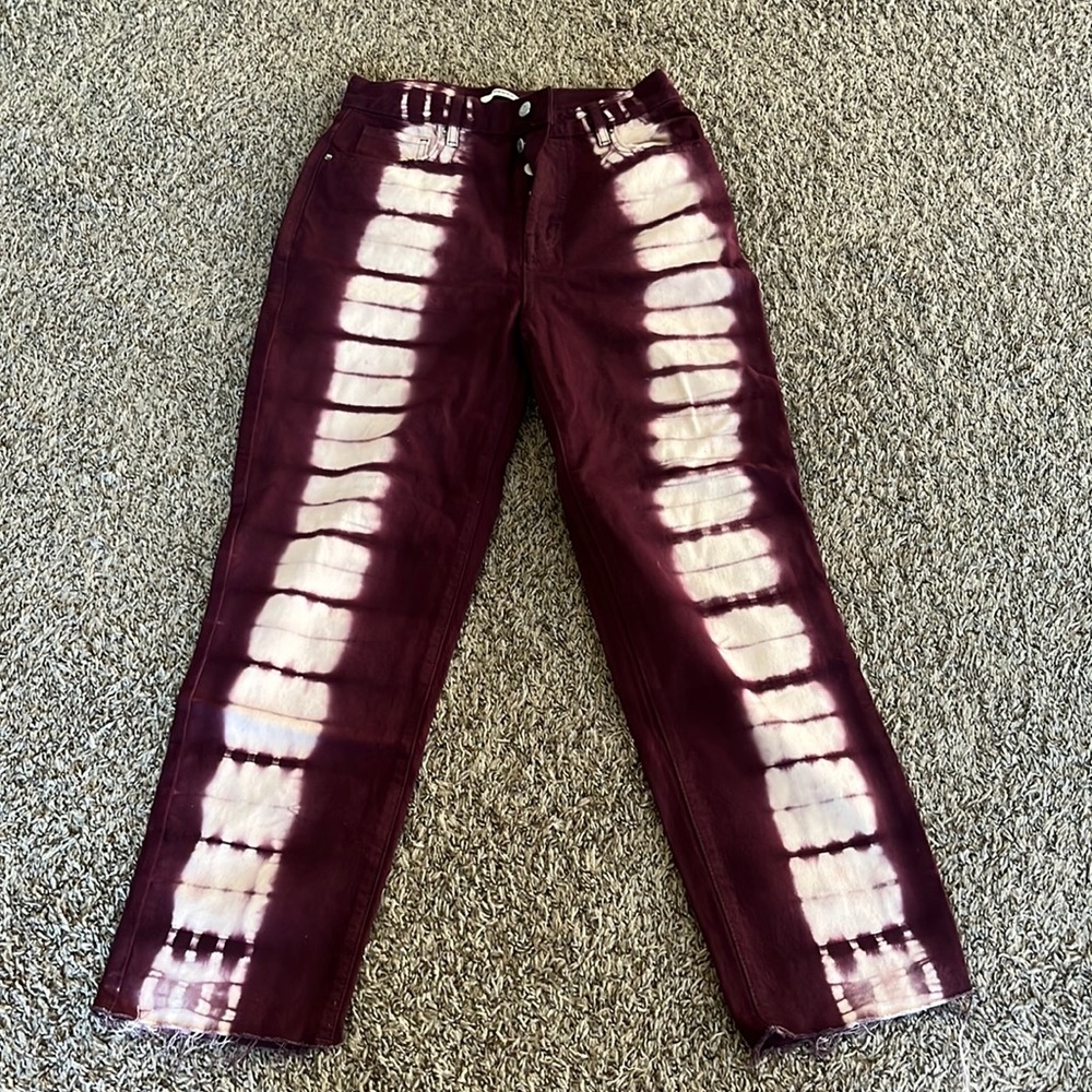 High Waisted Pacsun Burgundy Bleach Mom Jeans